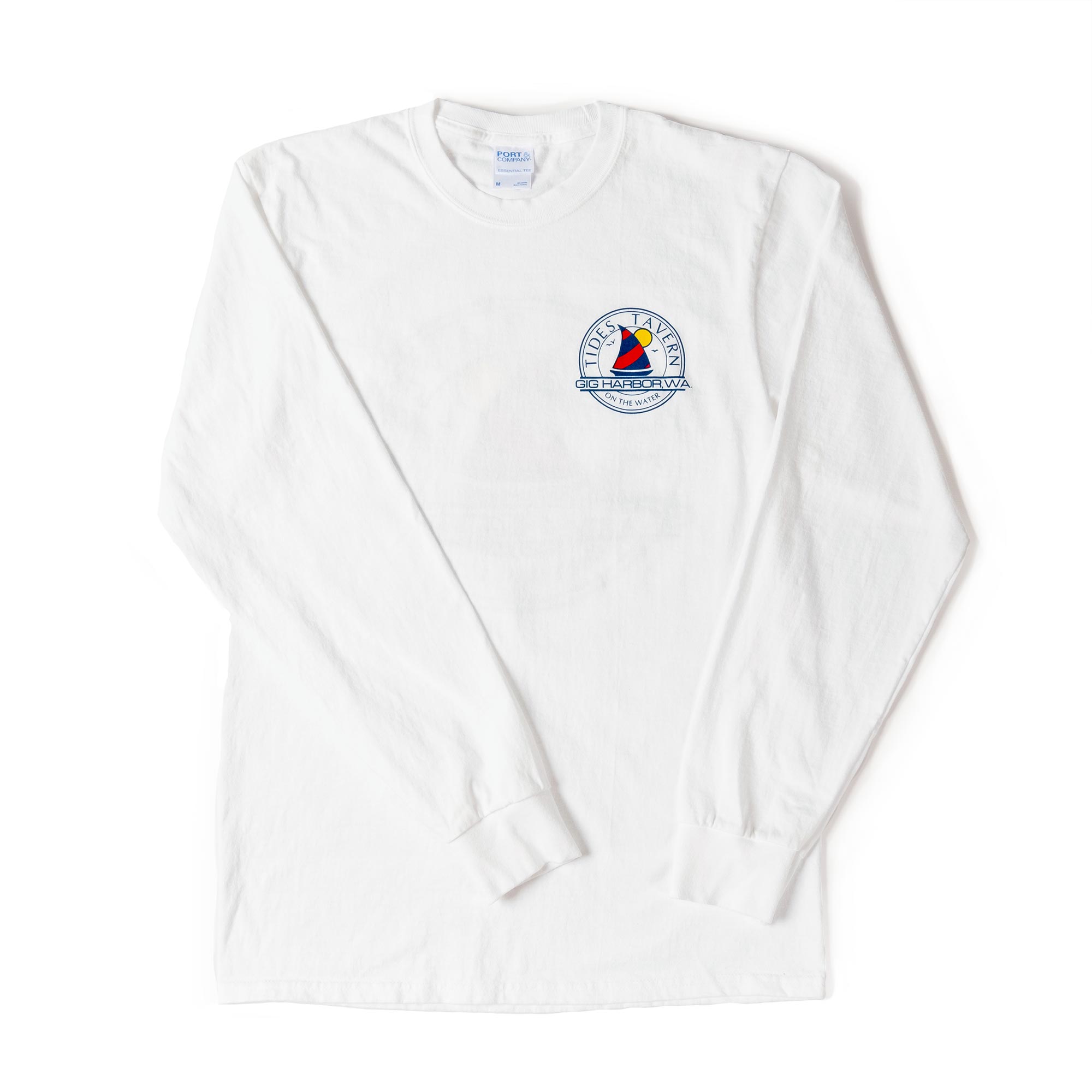 Tides Tavern Sailboat Logo Long-Sleeve T-Shirt - White