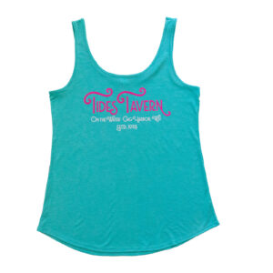 Tides Tavern Swash Text Logo Tank Top- Aqua Heather (Women's)