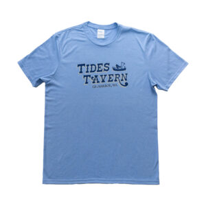 Tides Tavern Text and Boat Logo T-Shirt - Blue